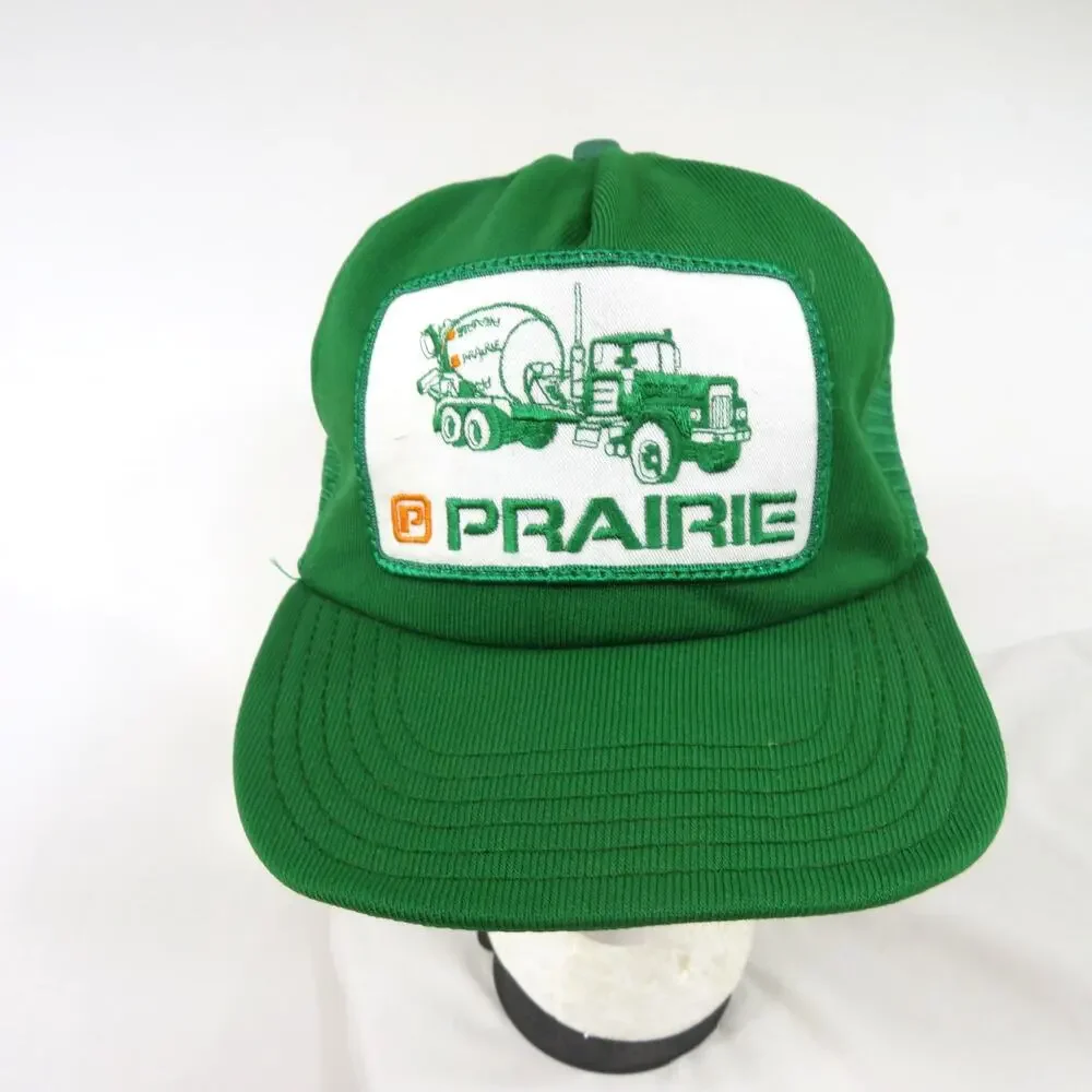 Prairie Trucker Hat Made in USA Cap Green White Gold Mesh One Size Snapback